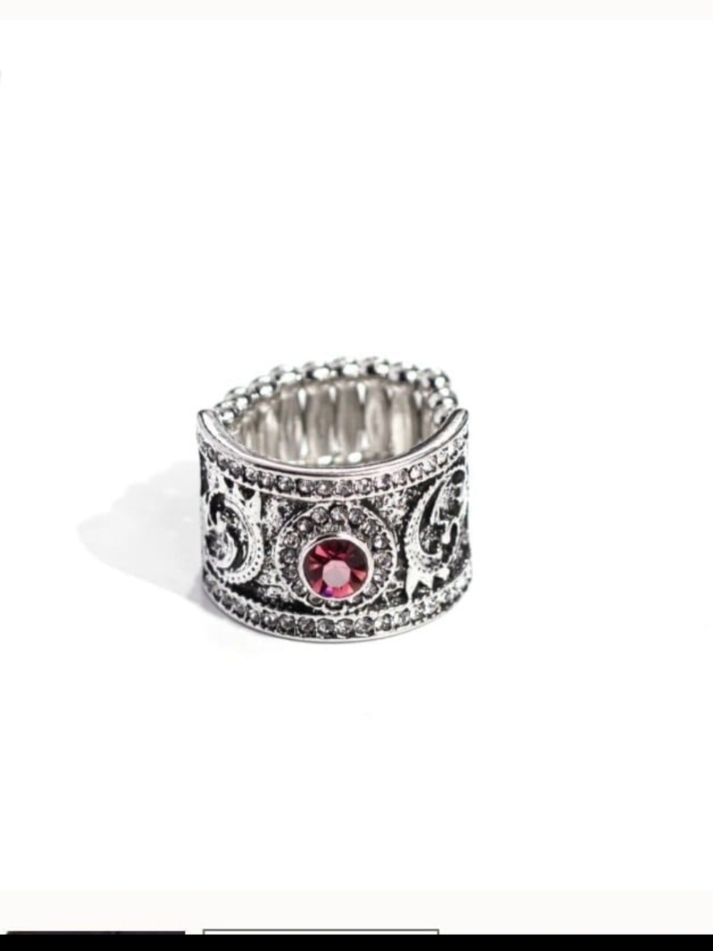 Imperial Intentions Purple Paparazzi Ornate Silver Tone Ring Center Stone